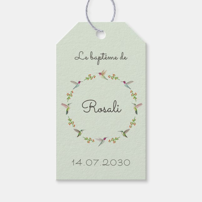 Etiqueta Para Presente Batismo dos Beija-flores de Anna (Frente)
