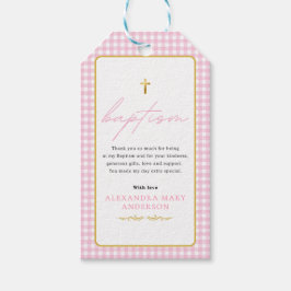 Etiqueta Para Presente Batismo Gingham Girl - Obrigado por vir