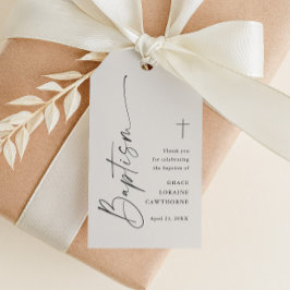 Etiqueta Para Presente Batismo Neutro De Script Moderno Obrigado