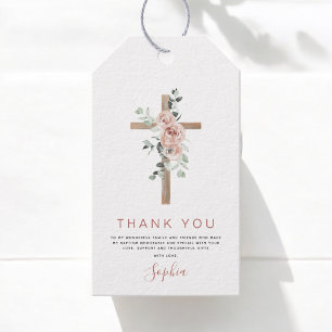 Etiqueta Para Presente Batismo, obrigado, Dusty Pink Rose Girl
