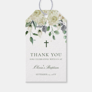 Etiqueta Para Presente Batismo Verde Branco Floral Obrigado Dando Etiquet