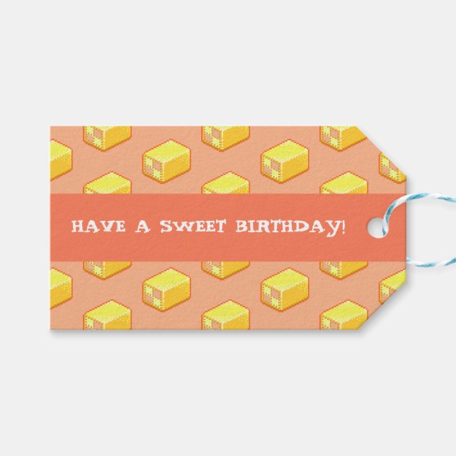 Etiqueta Para Presente Battenberg Tenha um Feliz Aniversário! Padrão de B (Frente (horizontal))