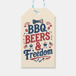 Etiqueta Para Presente BBQ, Beers & Freedom – Retro 4th of July Vibes