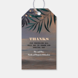 Etiqueta Para Presente Beach Palms Sunset e String Luzes Tropicais