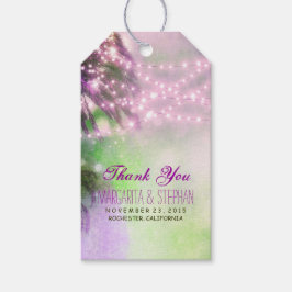 Etiqueta Para Presente Beach Palms Watercolor Casamento Purple Obrigado
