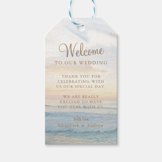 Etiqueta Para Presente Beach Sunset Seaside/Casamento Oceanside (Frente)