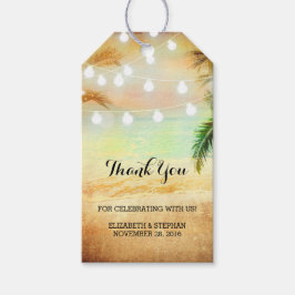 Etiqueta Para Presente Beach Sunset String Lights Palms Casamento Obrigad