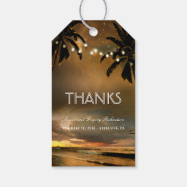 Etiqueta Para Presente Beach Sunset String Lights Palms Weds
