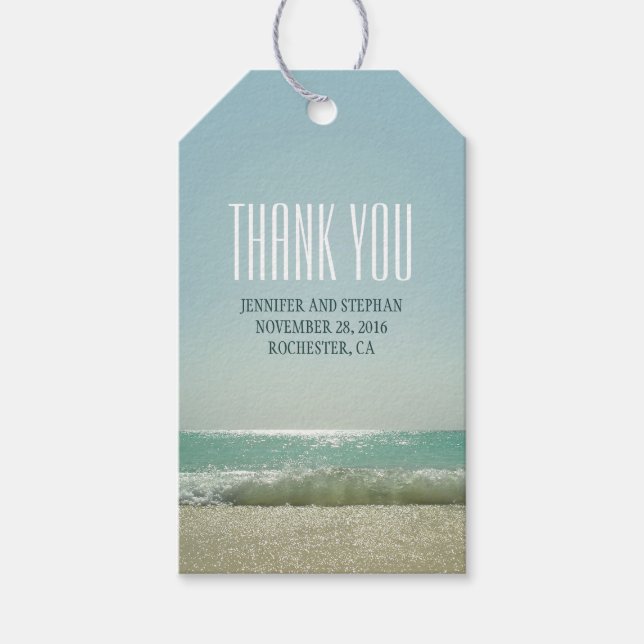 Etiqueta Para Presente Beach Wedding Obrigado (Frente)