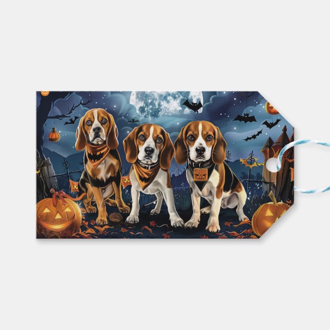 Etiqueta Para Presente Beagle Halloween Spooky (Frente (horizontal))