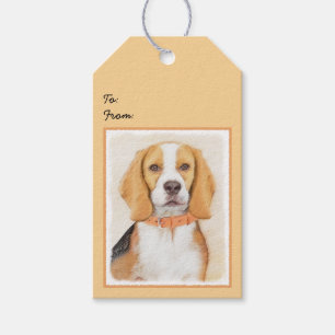 Etiqueta Para Presente Beagle Hound Dog Painting Original Animal Art