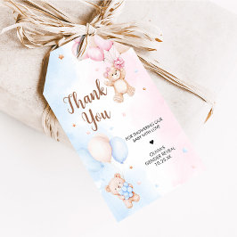 Etiqueta Para Presente Bear Balloon Gender Reveal Favor Tags