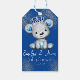 Etiqueta Para Presente Bear Chá de fraldas Prince Sparkly Blue Boys