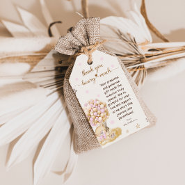 Etiqueta Para Presente Bear Rustic Pink Obrigado Beary Muito