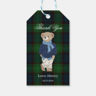 Etiqueta Para Presente Beary first teddy bear green plaid birthday favor