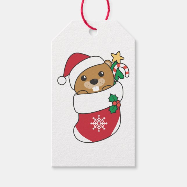 Etiqueta Para Presente Beaver Natal Neve Inverno Beaver (Frente)