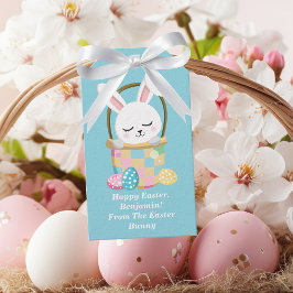 Etiqueta Para Presente Bebê Azul Páscoa Coelhinho Cute Personalizado de C