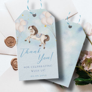Etiqueta Para Presente Bebê bebezinho Pony Blue Balões estrelas Obrigado