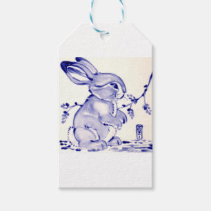 Etiqueta Para Presente Bebê Blue Bunny Rabbit Dift Wrap