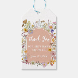 Etiqueta Para Presente Bebê com flor de flor selvagem rosa empoeirado