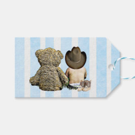 Etiqueta Para Presente Bebê Cowboy e Urso Teddy Obrigado