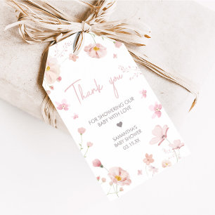 Etiqueta Para Presente Bebê de Primavera rosa-rosa-Floral em Marcas de Fa