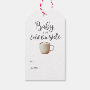 Etiqueta Para Presente Bebê É Frio Fora da Tag Rosa-Rosa-de-Cacau Quente