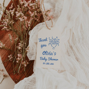 Etiqueta Para Presente Bebê Em Sangue Chá de fraldas Floral Desenhado À M