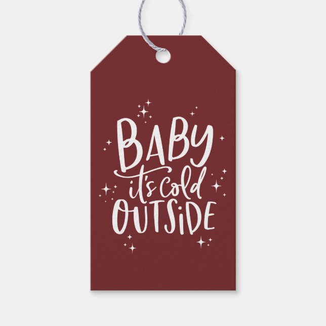 Etiqueta Para Presente Bebê está frio fora do feriado (Frente)