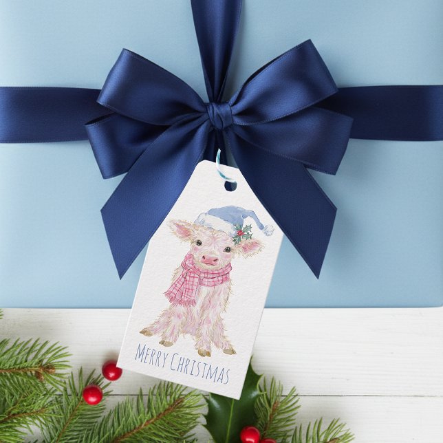 Etiqueta Para Presente Bebê Fofo Vaca Highland Bezerro Natal (Criador carregado)