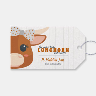 Etiqueta Para Presente Bebê Garota Longhorn Queimada Laranja