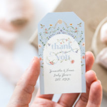 Bebê no Chá de fraldas de Flor Selvagem Azul