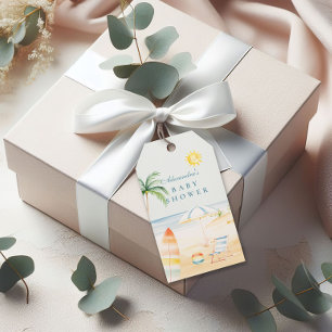 Etiqueta Para Presente Bebê no Chá de fraldas de Surf da praia Conselho