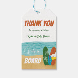 Etiqueta Para Presente Bebê no Conselho Surfing Tropical Beach Chá de fra