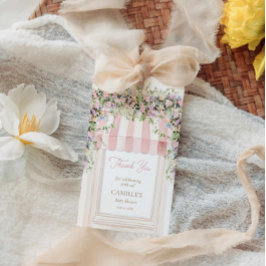 Etiqueta Para Presente Bebê rosa no Chá de fraldas Bloqueio Obrigado tag