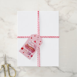 Etiqueta Para Presente Bebê Rosa Primeira Cereja e Festa de aniversário C