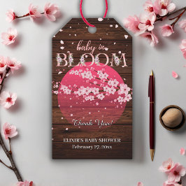 Etiqueta Para Presente Bebê Rústico em Flor Sakura Cerejeira em Flor