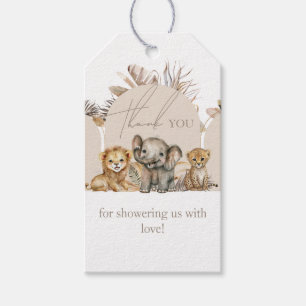 Etiqueta Para Presente Bebê Safari Animais Boho Chá de fraldas