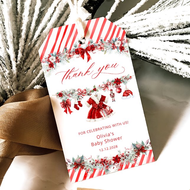 Etiqueta Para Presente Bebê Vestes Natal Chá de fraldas Obrigado (Criador carregado)