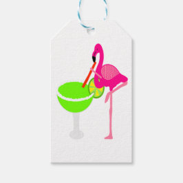 Etiqueta Para Presente Bebendo Flamingo engraçado a Margarita