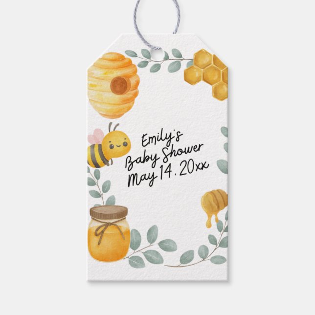 Etiqueta Para Presente Bee Baby Shower Favor Bag (Frente)