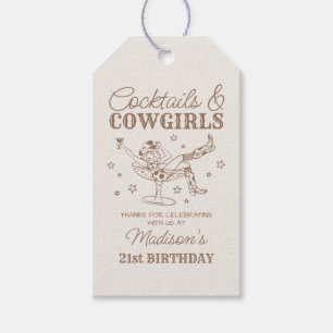 Etiqueta Para Presente Beige Cocktails e CowGirl Rodeo Aniversário