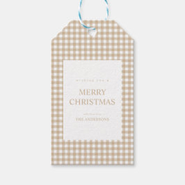 Etiqueta Para Presente Beige Gingham Natal