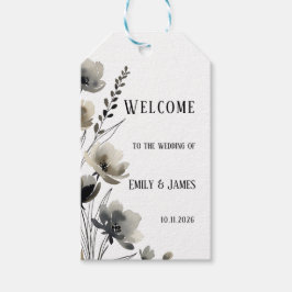 Etiqueta Para Presente Beige Neutral Floral Wedding