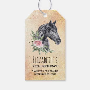 Etiqueta Para Presente Bela Cabeça de Cavalo Retrato Aquarela Aniversár