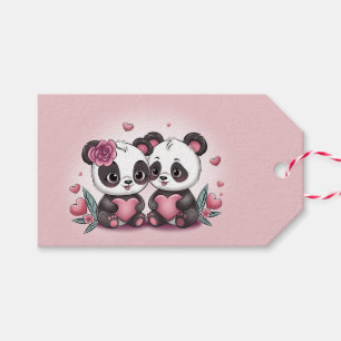 Etiqueta Para Presente Bela Caricatura Panda Amava o Dia do Namorados