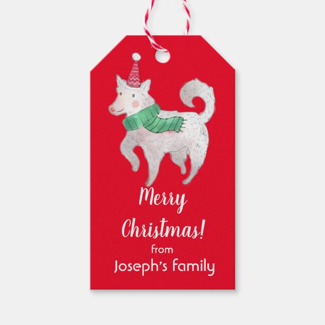 Etiqueta Para Presente Bela natal de cão (Frente)