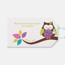 Etiqueta Para Presente Bela OWL em um galho Animais Chá de fraldas ANIVER