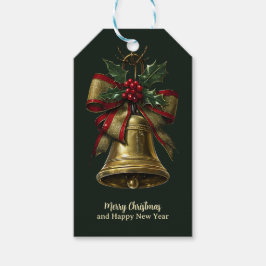 Etiqueta Para Presente Bell Dourado Elegante de Natal com Arco Festivo Ho