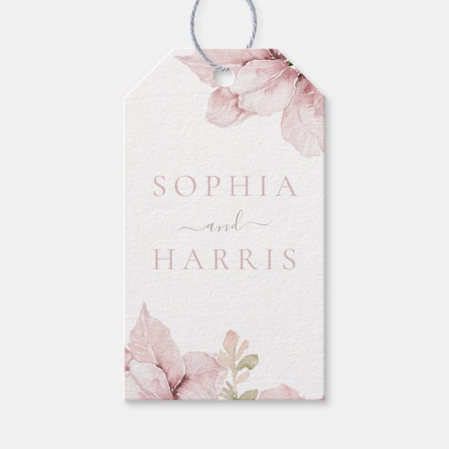 Etiqueta Para Presente Belo Casamento Floral Blush Blush (Frente)